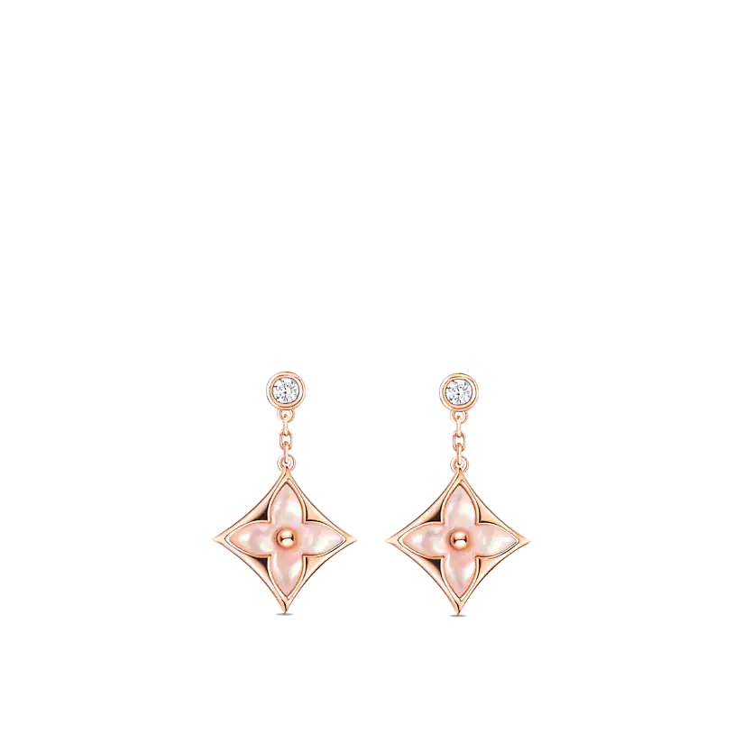 Mysitc DOUBLE STAR PINK GOLD MOP DROP EARRINGS