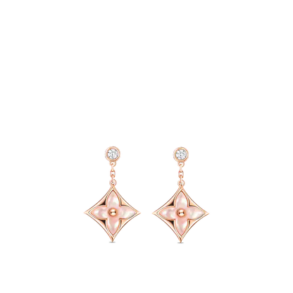 Mysitc DOUBLE STAR PINK GOLD MOP DROP EARRINGS