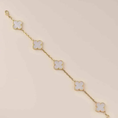 [Mysitc ]New CLOVER WHITE PEARL MOP 5 MOTIF BRACELET COLLECTION