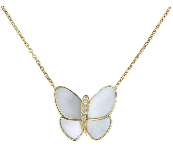 Mysitc BUTTERFLY GOLD MOP DIAMOND NECKLACE