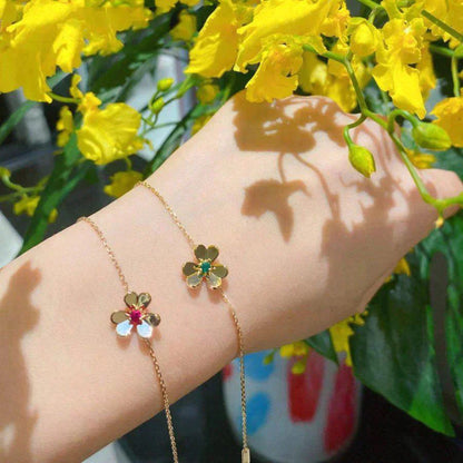 Mysitc FRIVOLE GOLD FLOWER PINK MALACHITE BRACELET