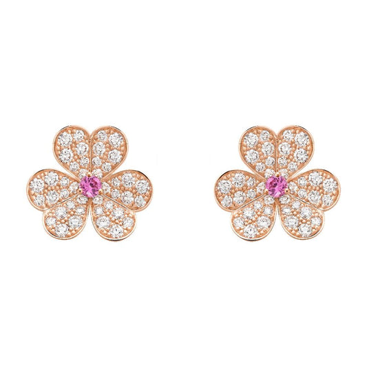 Mysitc FRIVOLE PINK GOLD FLOWER DIAMOND EARRINGS