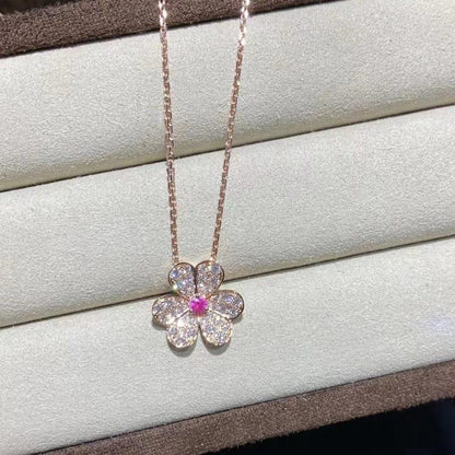 Mysitc FRIVOLE ROSE GOLD FLOWER DIAMOND NECKLACE