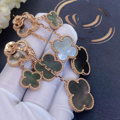 Mysitc CLOVER EARRINGS DARK MOP 4 MOTIFS ROSE GOLD