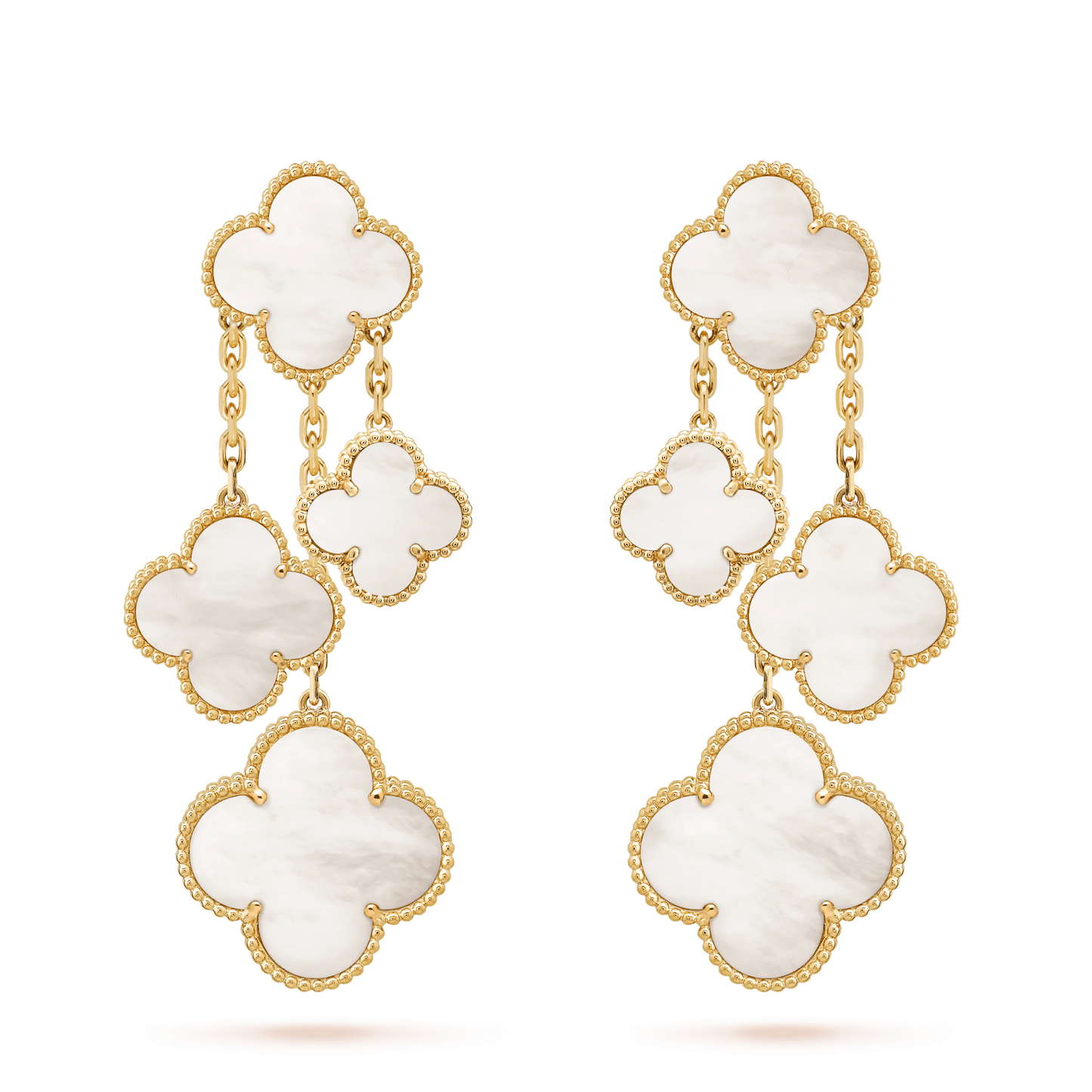 Mysitc CLOVER EARRINGS WHITE MOP 4 MOTIFS GOLD