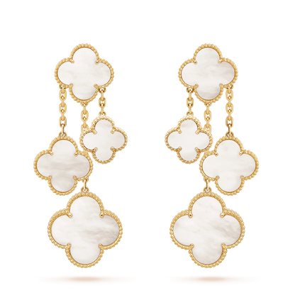 Mysitc CLOVER EARRINGS WHITE MOP 4 MOTIFS GOLD