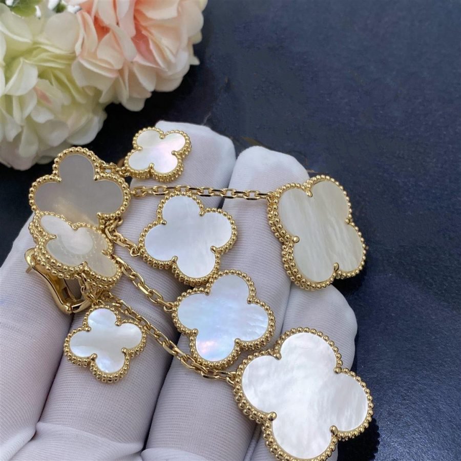 Mysitc CLOVER EARRINGS WHITE MOP 4 MOTIFS GOLD