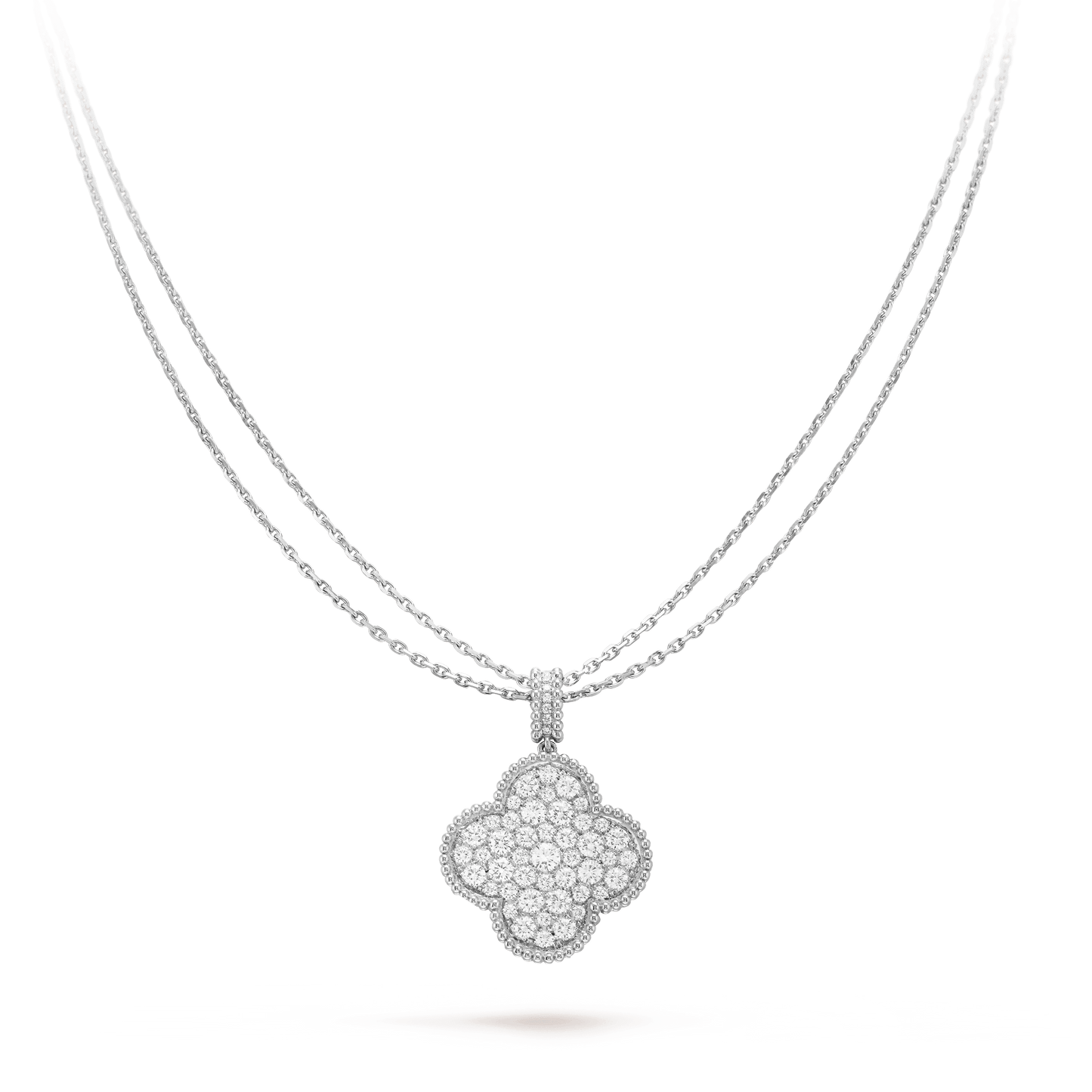 Mysitc CLOVER 25MM SILVER FULL DIAMOND BIG CLOVER NECKLACE