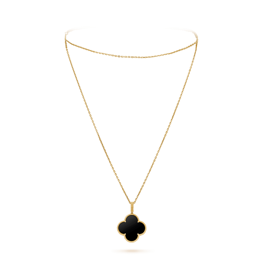 Mysitc CLOVER 25MM GOLD ONYX BIG CLOVER NECKLACE