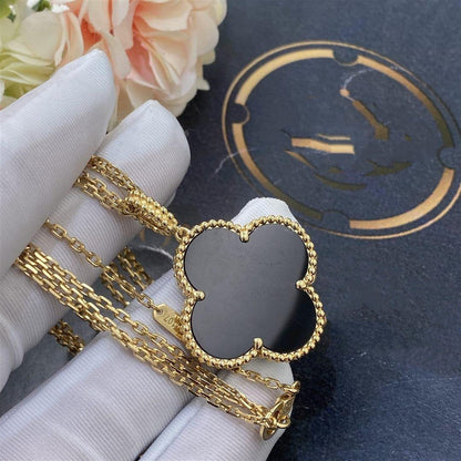 Mysitc CLOVER 25MM GOLD ONYX BIG CLOVER NECKLACE
