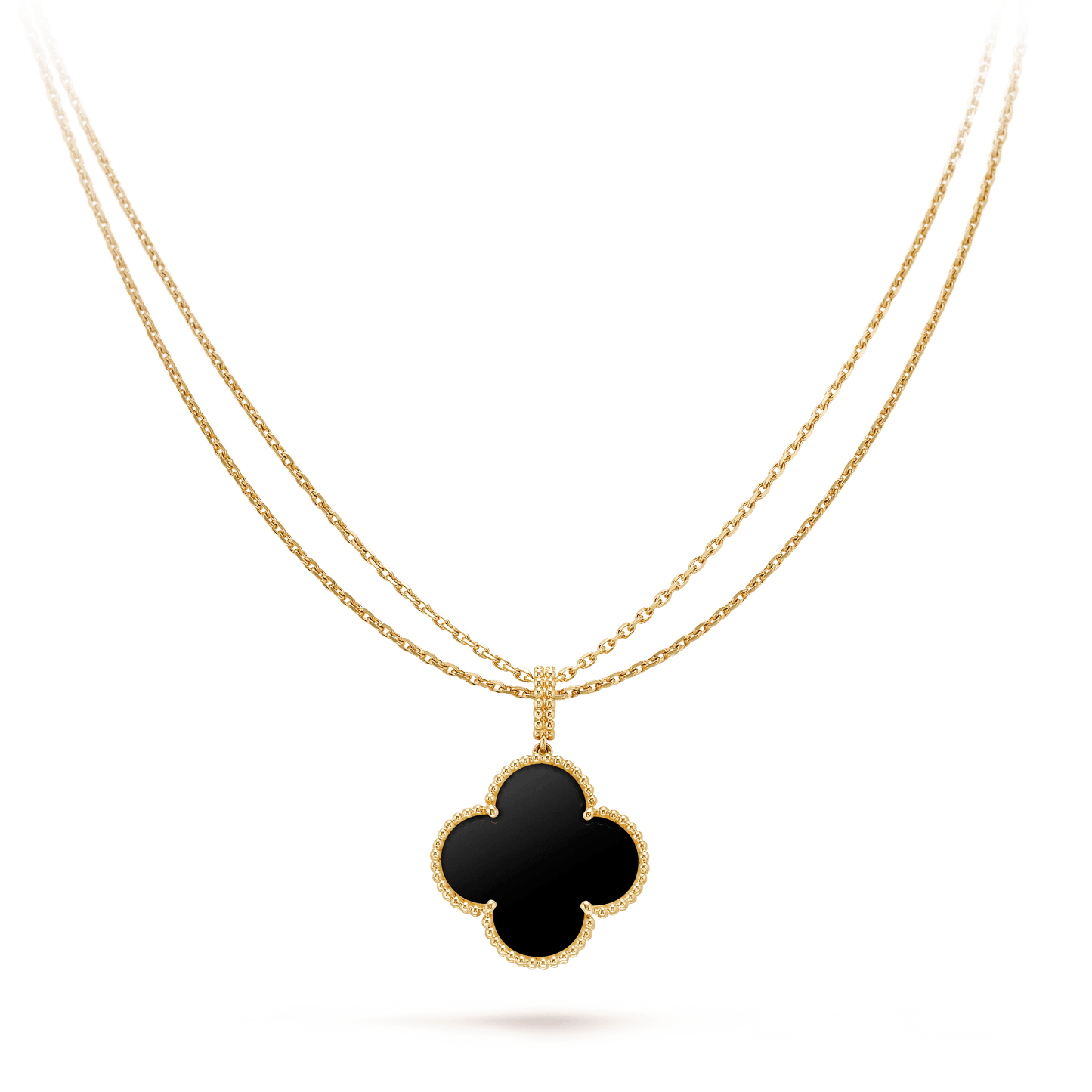 Mysitc CLOVER 25MM GOLD ONYX BIG CLOVER NECKLACE
