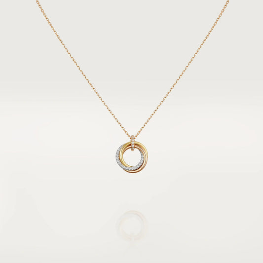 Mysitc TRINITY NECKLACE SILVER GOLD PINK GOLD DIAMONDS