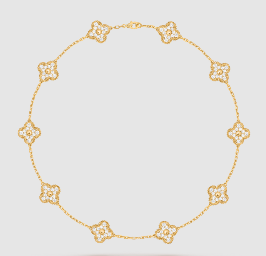 [Mysitc ]CLOVER 10 MOTIFS FULL DIAMOND NECKLACE
