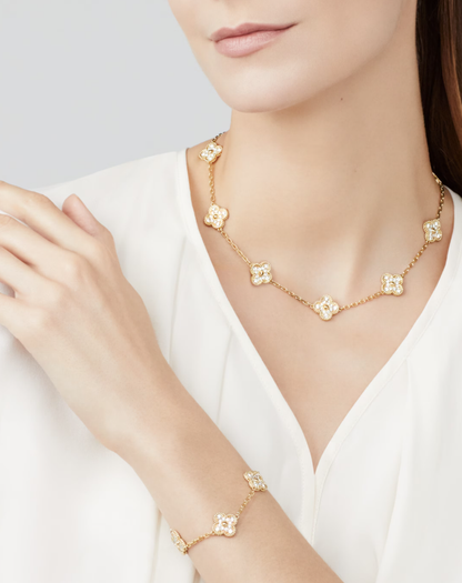 [Mysitc ]CLOVER 10 MOTIFS FULL DIAMOND NECKLACE