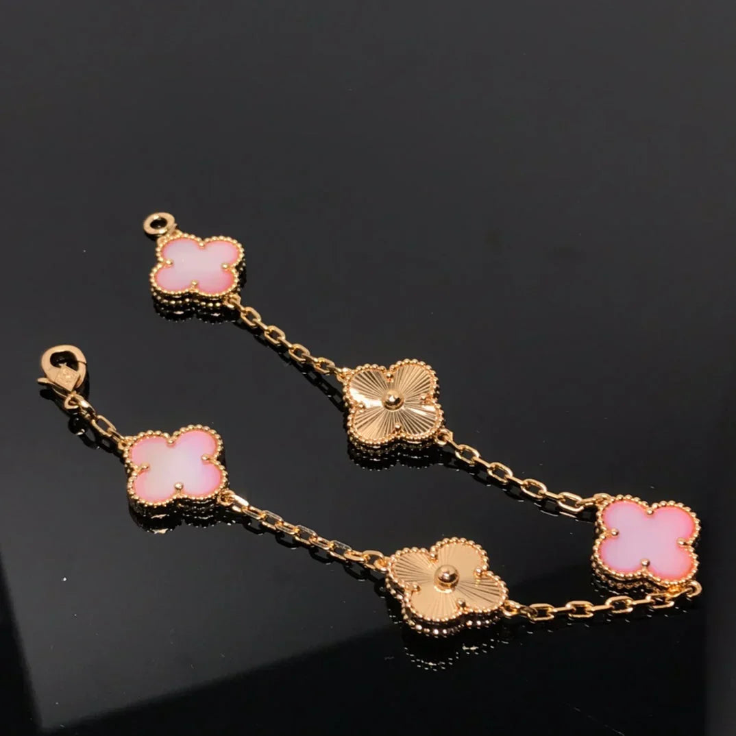 [Mysitc ]New  CLOVER 5 MOTIFS  PINK MOP BRACELET COLLECTION