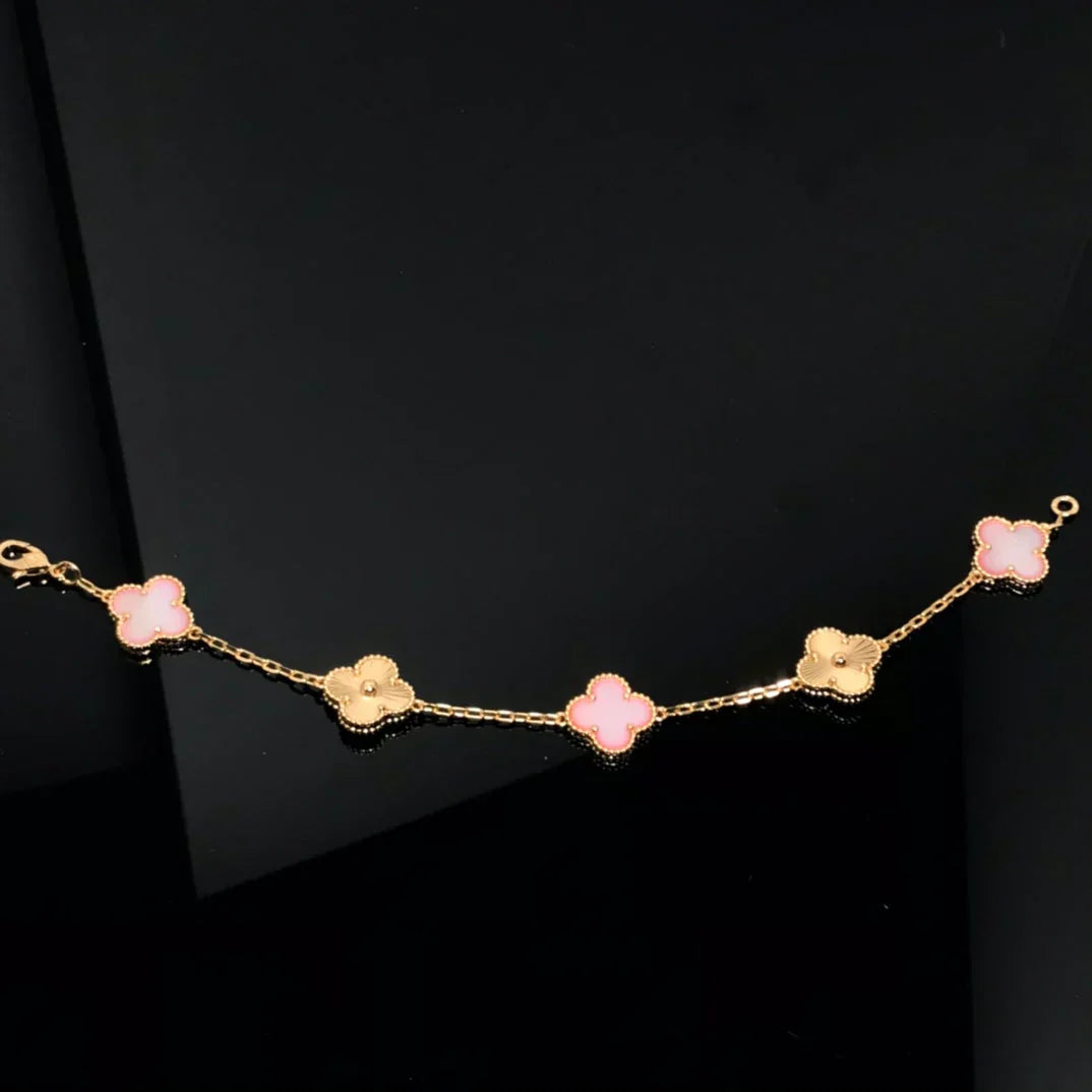 [Mysitc ]New  CLOVER 5 MOTIFS  PINK MOP BRACELET COLLECTION