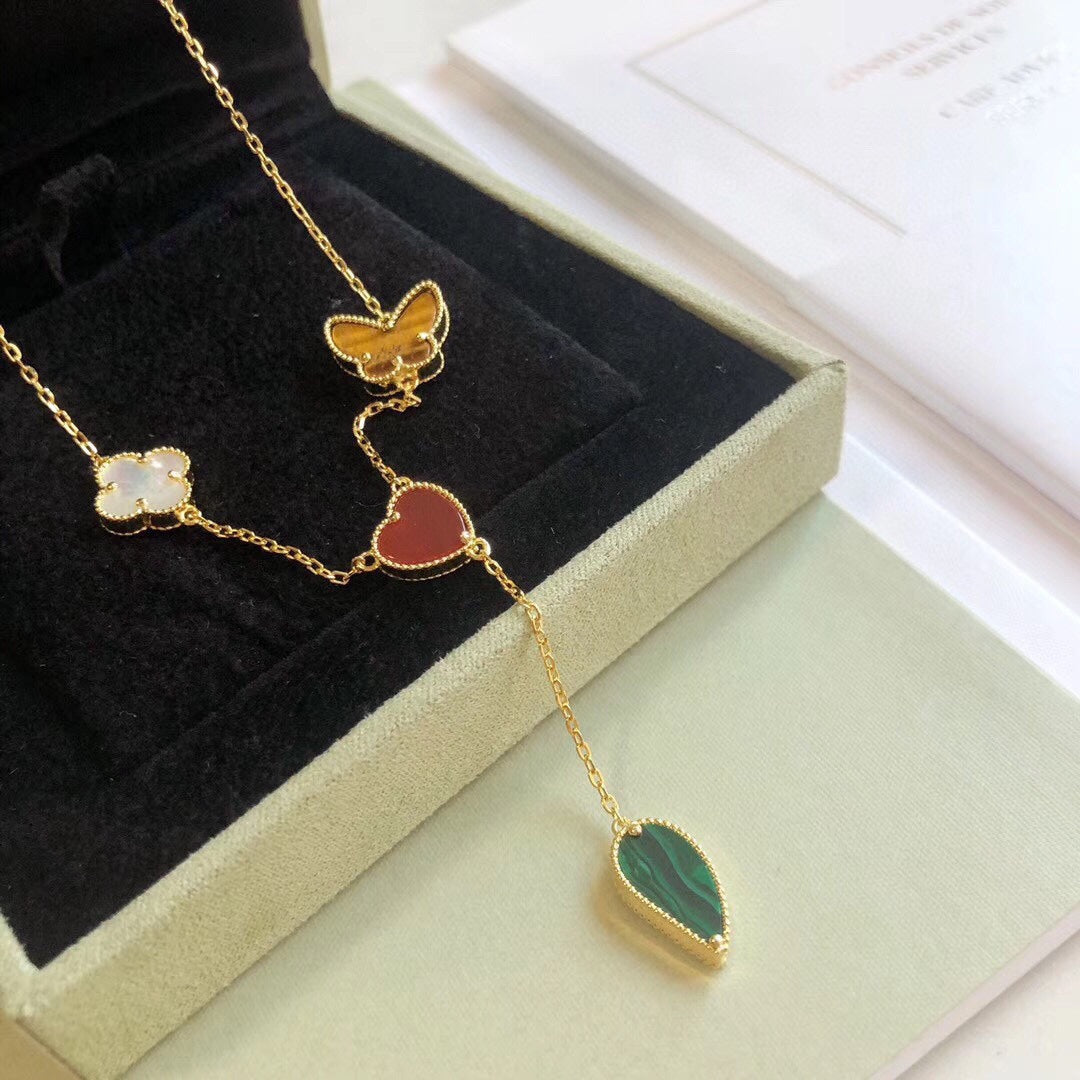 Mysitc LUCKY SPRING 4 MOTIFS ROSE GOLD NECKLACE