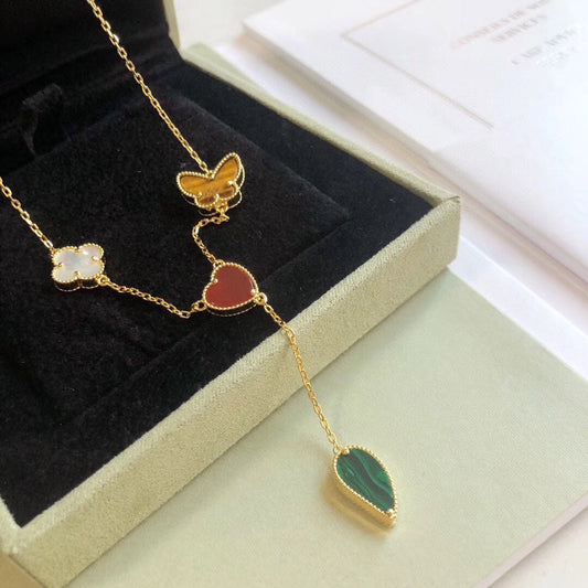 Mysitc LUCKY SPRING 4 MOTIFS ROSE GOLD NECKLACE
