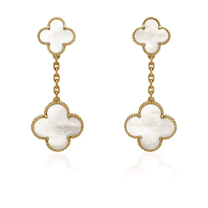 Mysitc CLOVER 2 MOTIF WHITE MOP EARRINGS