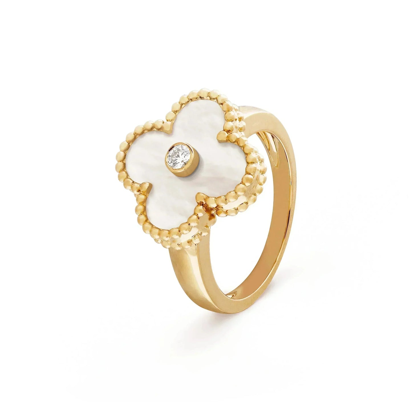 Mysitc CLOVER PINK MOP RING GOLD DIAMOND